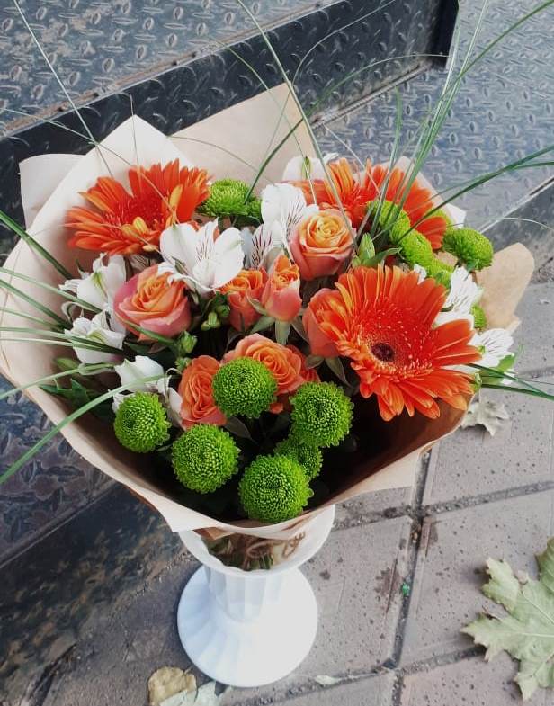 Букет цветов из: Герберы, Хризантемы, Альстромерии и Розы в Татариново