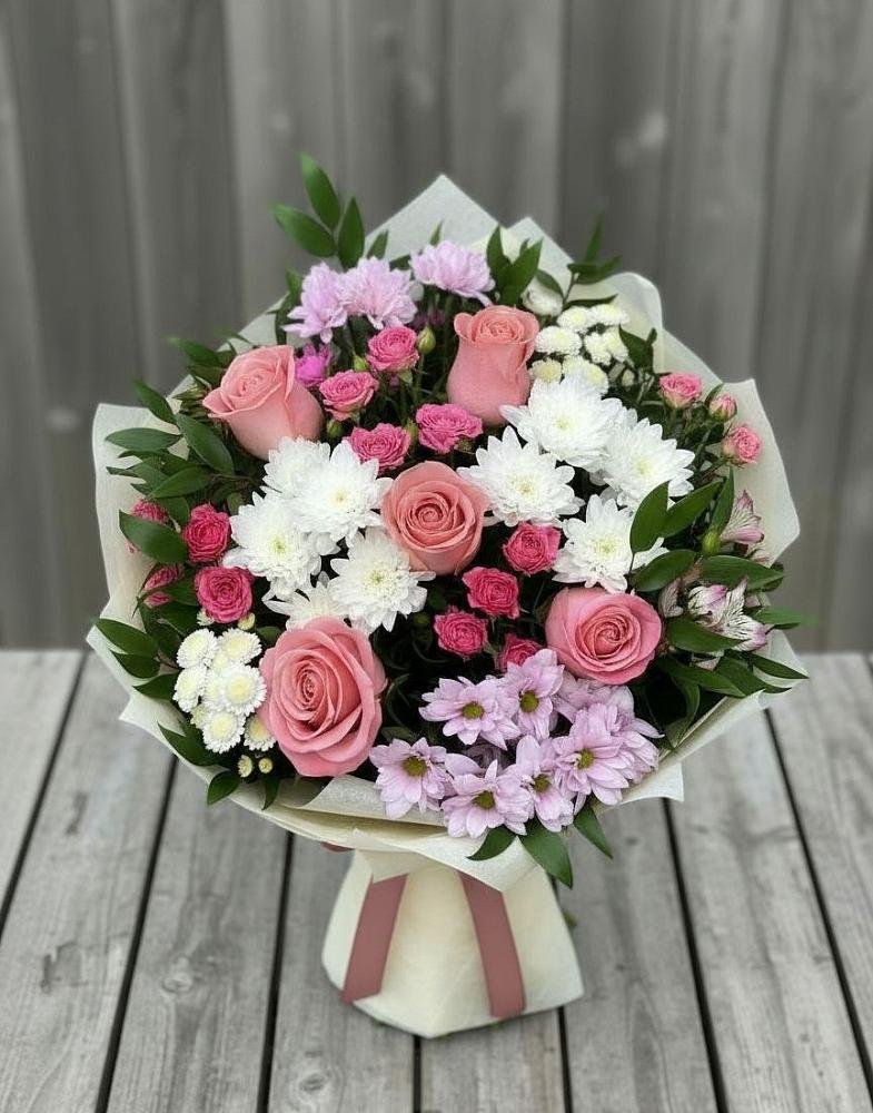 Букет цветов из: Альстромерии, Гвоздики, Розы и Хризантемы в Татариново