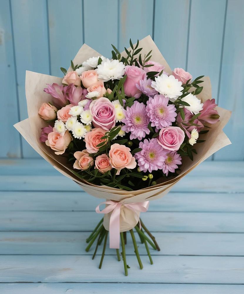 Букет цветов из: Хризантемы, Розы и Альстромерии в Татариново