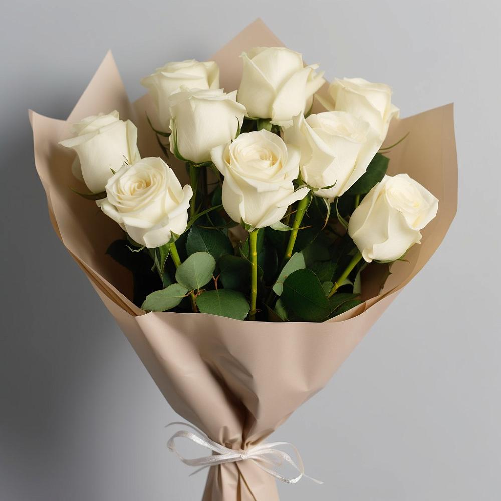 Букет 9 Белых роз Эдлесс Лав в Татариново