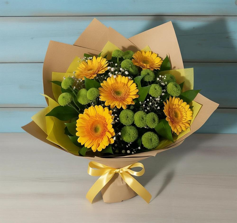 Букет цветов из: Герберы и Хризантемы в Татариново
