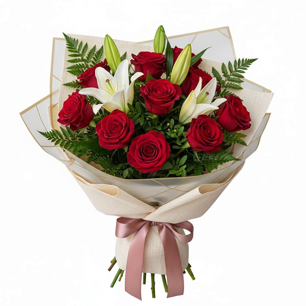 Букет цветов из: Лилии и Розы в Татариново