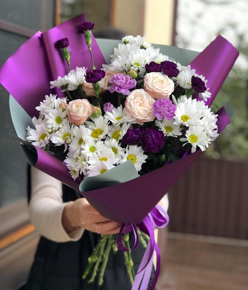 Букет цветов из: Хризантемы, Гвоздики и Розы в Татариново