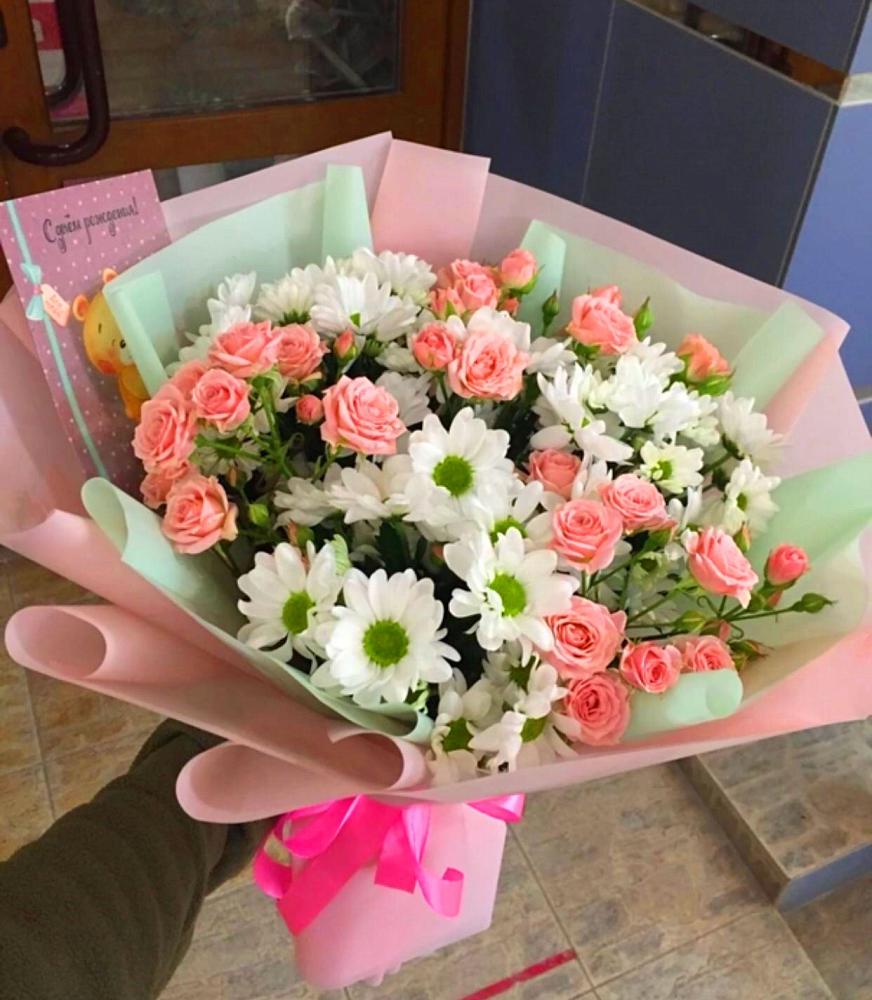 Букет цветов из: Розы и Хризантемы в Татариново