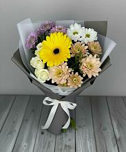 Букет цветов из:  Розы, Герберы и Хризантемы в Татариново