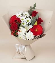 Букет цветов из:  Розы, Хризантемы, Герберы и Лилии в Татариново