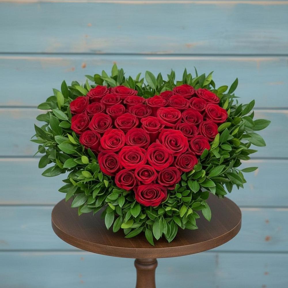 Цветочная композиция из Розы в виде сердца в Татариново