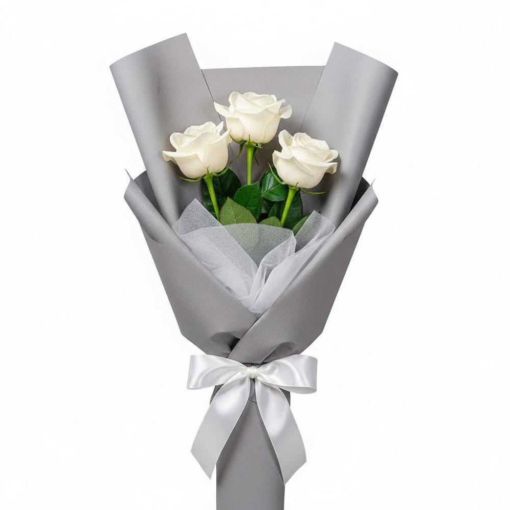 Букет 3 белые розы в Татариново