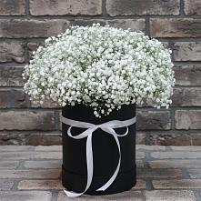 Цветочная композиция из Гипсофила в шляпной коробке в Татариново