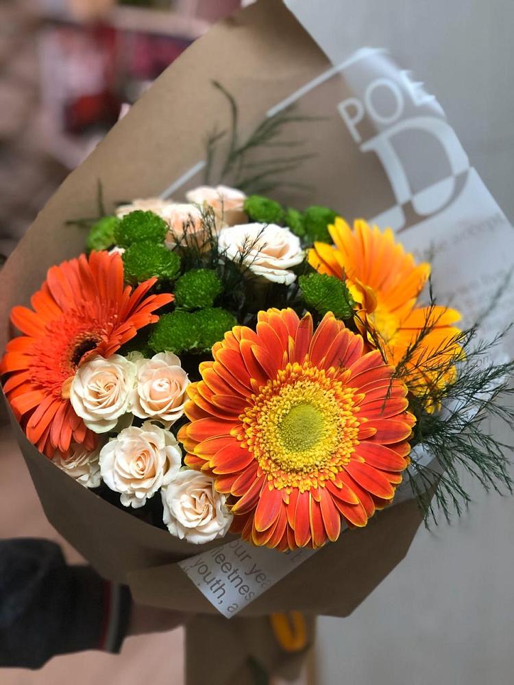 Букет цветов из: Герберы, Хризантемы и Розы в Татариново